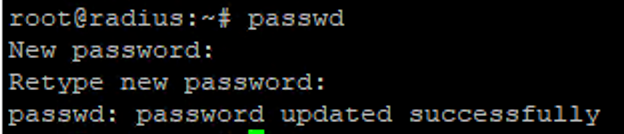 PacketFence console after changing the root password