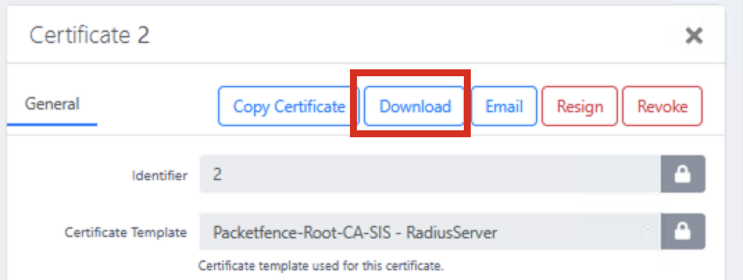 Download the RADIUS certificate bundle (p12)