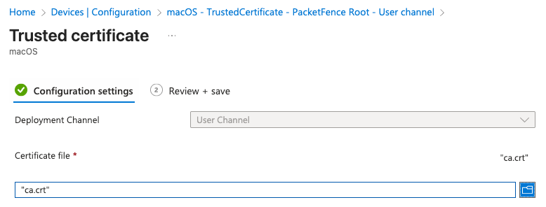 macOS Trusted Certificate profile configuration in Intune